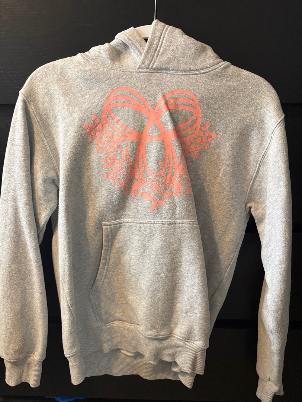 TNA Gray Hoodie with Coral Bow Graphic